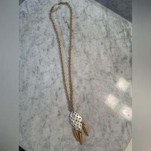 Long Gold Necklace with mother of Pearl pendant